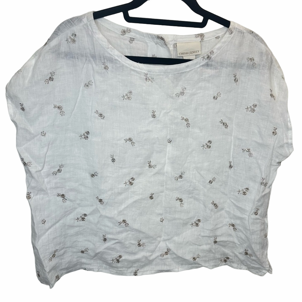 Cynthia Rowley Floral Back Button Blouse Size Small